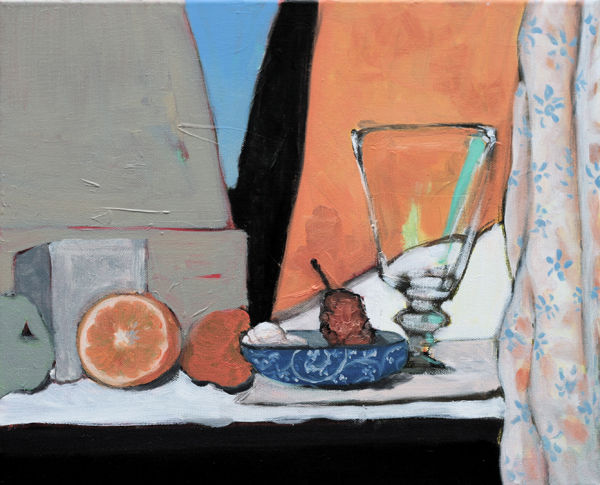Nature morte au verre - 8F - huile sur toile